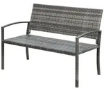 Outsunny Gartenbank, 2-Sitzer Sitzbank in Rattanoptik Parkbank bis 240 kg Stahl -