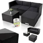 Juskys Polyrattan Lounge Punta Cana M schwarz &ndash; Gartenlounge Set 3-4 Personen &ndash;