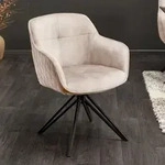 riess-ambiente Drehbarer Design Stuhl champagner greige Samt im Retrostil mit