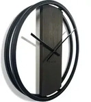 Wanduhr gro&szlig; ohne tickger&auml;usche LOFT OVAL Metall schwarz 3D XXL modern Holz...
