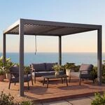 Pergola MCW-L46, Gartenpavillon Lamellen-Pavillon, 10cm-Aluminium-Gestell, Regenrinne
