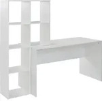 WOHNLING Schreibtisch mit Regal Wei&szlig; 170x59x143,5 cm B&uuml;rotisch Modern Laptoptisch