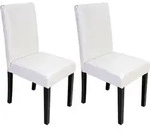 2er-Set Esszimmerstuhl Stuhl K&uuml;chenstuhl Littau Leder, wei&szlig;, dunkle Beine - Wei&szlig;