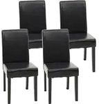 4er-Set Esszimmerstuhl Stuhl K&uuml;chenstuhl Littau - Kunstleder, schwarz dunkle Beine -