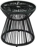 Outsunny Ratten Beistelltisch, Runder Kaffeetisch, Bistrotisch mit Glastischplatte,
