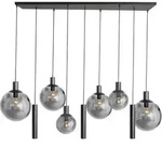 Steinhauer Pendelleuchte Bollique 9-flammig Schwarz/Rauchglaskugeln 140x40cm -
