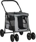 PawHut Hundewagen, faltbarer Hundebuggy, Hundetrolley mit Kissen, Katzenbuggy bis 20