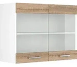 K&uuml;chenglasschrank Vicco R-Line Sonoma 80 cm, Model 29755 - Braun/Wei&szlig;
