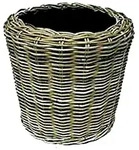 Pflanzkorb Rattan Rund &ndash; Beigegrau - Weidenkorb mit Einsatz f&uuml;r Au&szlig;en /...
