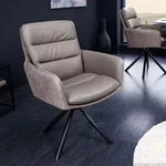 riess-ambiente Drehbarer Design Stuhl BIG GEORGE taupe Echtleder Microfaser mit