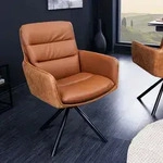 riess-ambiente Drehbarer Design Stuhl BIG GEORGE cognac Echtleder Microfaser mit