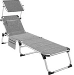 tectake&reg; Aluminium Sonnenliege mit Dach gepolstert klappbar 6-fach verstellbare