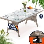 CASARIA&reg; Polyrattan Gartentisch 190x90x74 cm mit Ablage Glas Tischplatte