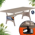 CASARIA&reg; Polyrattan Gartentisch 190x90x74cm mit Ablage WPC-Tischplatte
