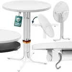 Klappbarer Stehtisch Rund &Oslash; 70/80 cm H&ouml;he 110 cm Kratzfest Pflegeleicht - Wei&szlig;