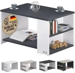 CASARIA Couchtisch mit Stauraum Wei&szlig; Anthrazit - Braun