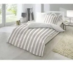 Hahn Perkal Bettw&auml;sche breite Streifen Beige 135x200 cm - Beige