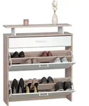 WOHNLING Schuhkipper Holz 80x95x24 cm Modern Sonoma Eiche Schuhregal Schuhkipper