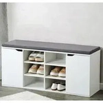 KESPER Schuhschrank wei&szlig; mit Sitzkissen &ndash; 103 x 30,5 x 48 cm &ndash; 6 F&auml;cher &...