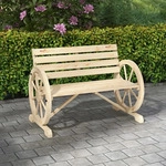 Outsunny Gartenbank 2-Sitzer Sitzbank Holzbank Wagenrad-Design bis 240 kg