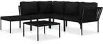 vidaXL 6-tlg. Garten-Lounge-Set mit Kissen Schwarz PVC - Schwarz