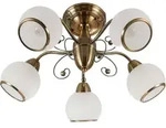 Lindby Deckenleuchte Corentin, 5-flg., wei&szlig;/messing, Glas - Bronze