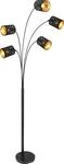 Globo Lighting Stehleuchte Metall schwarz matt, Textil schwarz Dekorstanzungen,