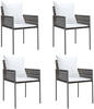 vidaXL Gartenstühle mit Kissen 4 Stk. Braun 54x61x83 cm Poly Rattan