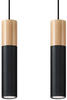 Hängeleuchte PABLO 2 schwarz 2xGU10 40W Stahl, Holz 90x6x30cm Sollux Lighting