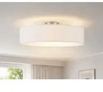 Deckenleuchte mit Stoff Lampenschirm Wei&szlig; 50cm - Textil Deckenlampe...