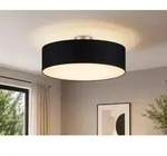 Deckenleuchte mit Stoff Lampenschirm Schwarz 50cm Textil Deckenlampe...