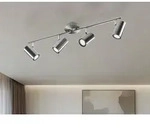 Moderner LED Innen Deckenstrahler 4-flammig Silber, Spots schwenkbar Breite...
