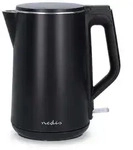 Nedis Wasserkocher - 1.5 l - Kunststoff - Schwarz - Um 360 Grad drehbar - Verdecktes