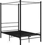 vidaXL Himmelbett Schwarz Metall 140x200 cm - Schwarz