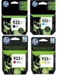 HP 932XL Black/933XL Cyan/Magenta/Yellow 4-pack Original Ink Cartridges, Hohe (XL-)