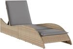 vidaXL Sonnenliege mit Auflage Beige 60x205x73 cm Poly Rattan