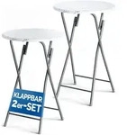 2er Set runder klappbarer Stehtisch 60x110 cm f&uuml;r Innen- und Au&szlig;enbereich - Wei&szlig;
