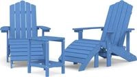 vidaXL Adirondack-Gartenst&uuml;hle mit Hocker & Tisch HDPE Aquamarin