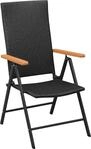 vidaXL Klappst&uuml;hle, 4 St&uuml;ck, Polyrattan, Schwarz