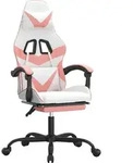 vidaXL Gaming-Stuhl mit Fu&szlig;st&uuml;tze Drehbar Wei&szlig; & Rosa Kunstleder - Rosa