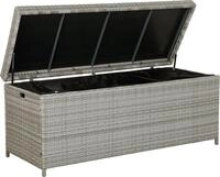BELIANI Auflagenbox grau Rattan 158x63 cm Garten Terrasse