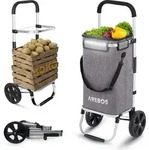 AREBOS 3in1 Einkaufstrolley 56L | Klappbar, K&uuml;hlfach, Shopper Grau - Grau