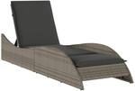 vidaXL Sonnenliege mit Auflage Grau 60x205x73 cm Poly Rattan