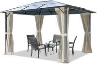 Gartenpavillon 3x3,65 m ca 6 mm Polycarbonat-Dach mit Moskitonetzen und Seitenteilen