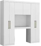 Bett&uuml;berbau mit 6 T&uuml;ren, Kleiderschrank & Stauraum - L. 200 cm - Wei&szlig; -...