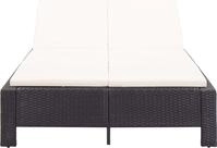 vidaXL 2-Personen-Sonnenliege mit Auflage Schwarz Poly Rattan