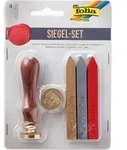 folia 31019 - Siegel Set mit zwei Siegelmotiven, einem Holzgriff und Siegelwachs in 3