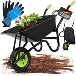 Juskys Schubkarre Garden 100 Liter Volumen - 250 kg - Luftreifen mit Metall...