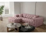 Ecksofa Designersofa CHANTAL in Stoff Opera Velvet Pink Ottomane Links - Rosa