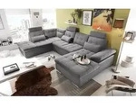 Couch Jakarta Wohnlandschaft Sofa Lederlook Schlaffunktion Schlafsofa dunkelgrau grau